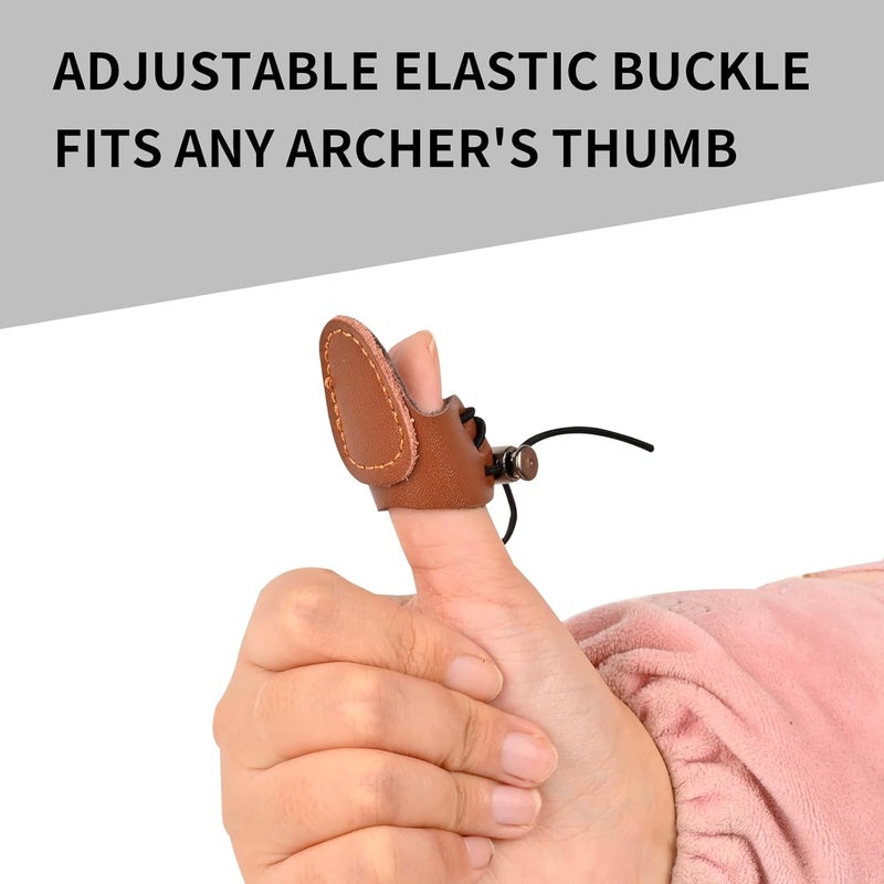 SP.G Leather Archery Thumb Ring - Double Layer Archery Thumb Draw Ring Archery Thumb Glove Traditional Bow Thumb Ring Shooting Thumb Protector for Mongolian Recurve Archery Ring - Image 3